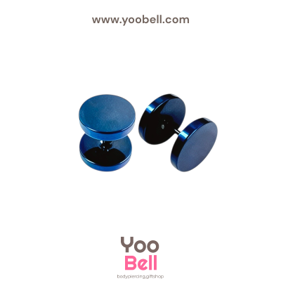 จิวหูดัมเบล หน้าเรียบ stainless ก้าน1.2mm เลสนํ้าเงิน