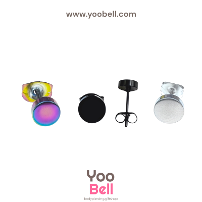 จิวหู Earnails ก้าน Stainless Steel รูปทรงแป้นกลม