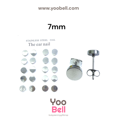 จิวหู Earnails ก้าน Stainless Steel รูปทรงแป้นกลม
