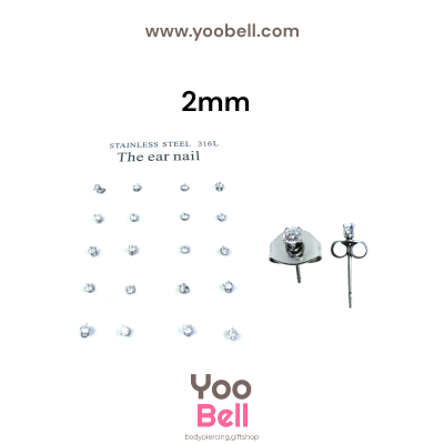 จิวหู Earnails ก้าน Stainless Steel เพชรกลม