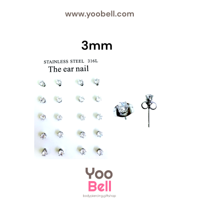 จิวหู Earnails ก้าน Stainless Steel เพชรกลม