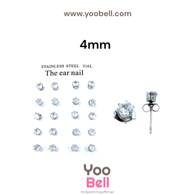 จิวหู Earnails ก้าน Stainless Steel เพชรกลม