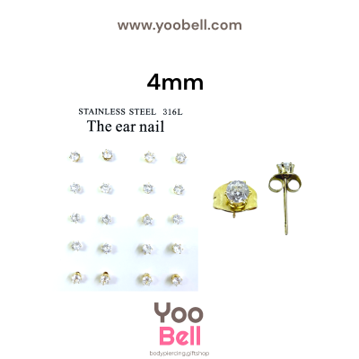 จิวหู Earnails ก้าน Stainless Steel เพชรกลม