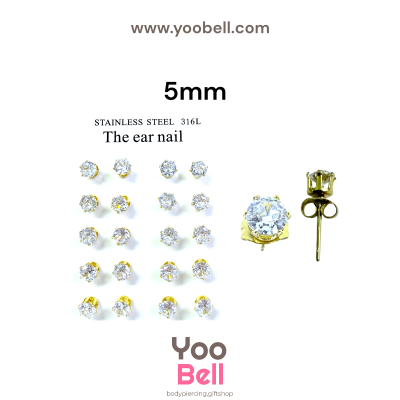 จิวหู Earnails ก้าน Stainless Steel เพชรกลม