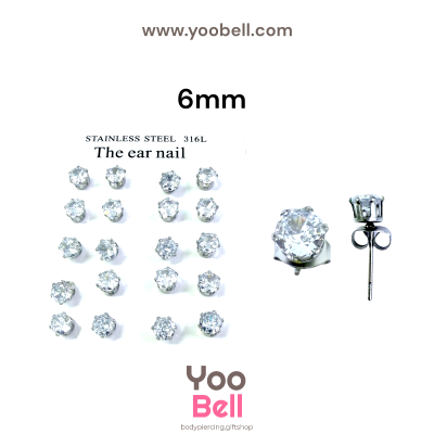 จิวหู Earnails ก้าน Stainless Steel เพชรกลม