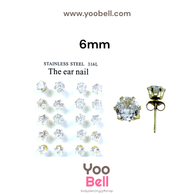 จิวหู Earnails ก้าน Stainless Steel เพชรกลม