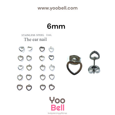 จิวหู Earnails ก้าน Stainless Steel รูปหัวใจ