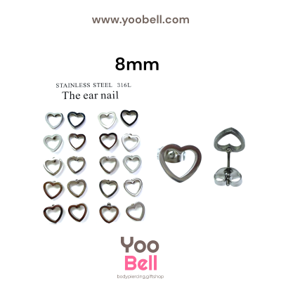 จิวหู Earnails ก้าน Stainless Steel รูปหัวใจ