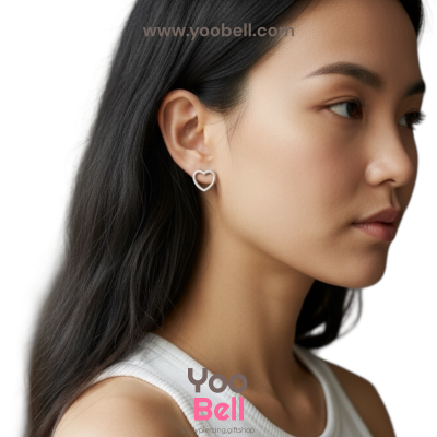 จิวหู Earnails ก้าน Stainless Steel รูปหัวใจ