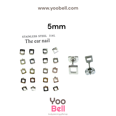 จิวหู Earnails ก้าน Stainless Steel รูปสี่เหลี่ยม