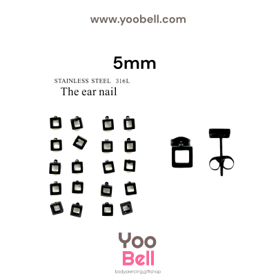 จิวหู Earnails ก้าน Stainless Steel รูปสี่เหลี่ยม