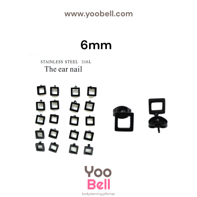 จิวหู Earnails ก้าน Stainless Steel รูปสี่เหลี่ยม