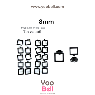 จิวหู Earnails ก้าน Stainless Steel รูปสี่เหลี่ยม