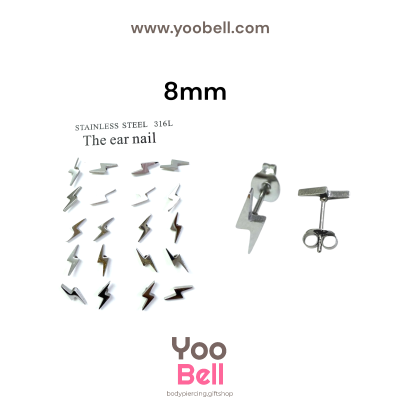 จิวหู Earnails ก้าน Stainless Steel รูปทรงสายฟ้า