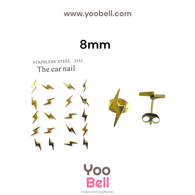 จิวหู Earnails ก้าน Stainless Steel รูปทรงสายฟ้า