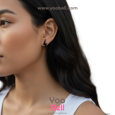 จิวหู Earnails ก้าน Stainless Steel รูปทรงสายฟ้า