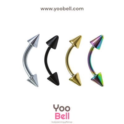 จิวคิ้ว ก้านโค้ง Stainless Steel ก้าน1.2mm หัวแหลม