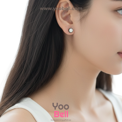 จิวหู ก้นกะทะพลอยAB stainless ก้าน1.2mm