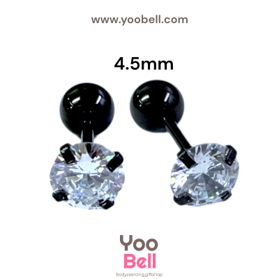 จิวหู เพชรกลม stainless steel เลสดำ ก้าน 1.2mm และ 0.8mm