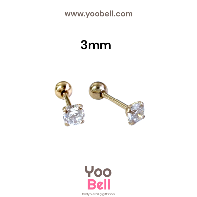 จิวหู เพชรกลม stainless steel เลสพิงค์ ก้าน 1.2mm และ 0.8mm