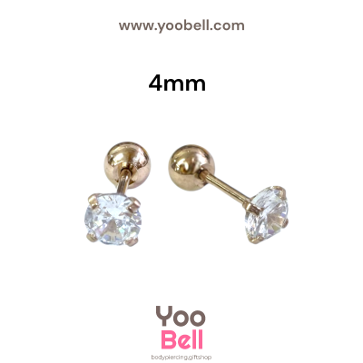 จิวหู เพชรกลม stainless steel เลสพิงค์ ก้าน 1.2mm และ 0.8mm