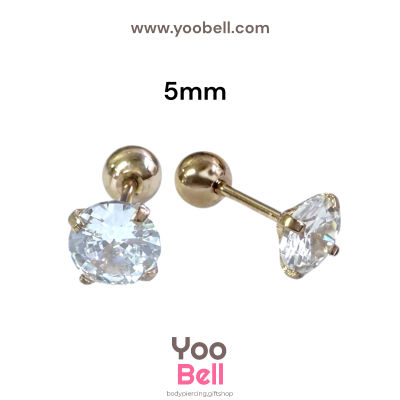 จิวหู เพชรกลม stainless steel เลสพิงค์ ก้าน 1.2mm และ 0.8mm