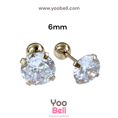 จิวหู เพชรกลม stainless steel เลสพิงค์ ก้าน 1.2mm และ 0.8mm