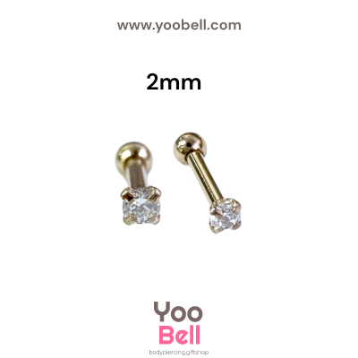 จิวหู เพชรกลม stainless steel เลสพิงค์ ก้าน 1.2mm และ 0.8mm