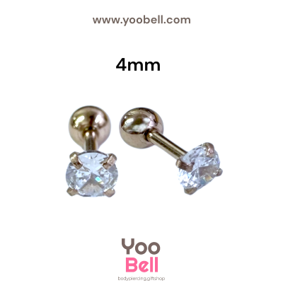 จิวหู เพชรกลม stainless steel เลสพิงค์ ก้าน 1.2mm และ 0.8mm