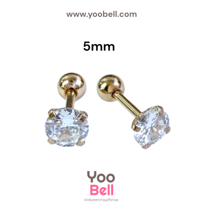 จิวหู เพชรกลม stainless steel เลสพิงค์ ก้าน 1.2mm และ 0.8mm