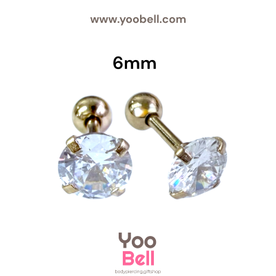 จิวหู เพชรกลม stainless steel เลสพิงค์ ก้าน 1.2mm และ 0.8mm