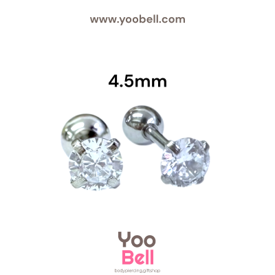 จิวหู เพชรกลม stainless steel เลสเงิน ก้าน 1.2mm และ 0.8mm