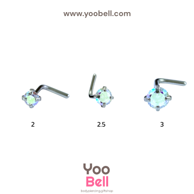 จิวจมูก ก้านตัวแอล Stainless Steel ก้าน0.8mm เพชรกลม