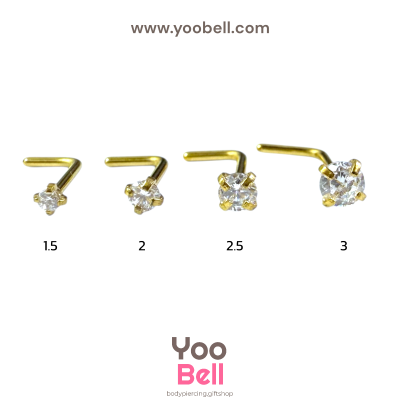 จิวจมูก ก้านตัวแอล Stainless Steel ก้าน0.8mm เพชรกลม