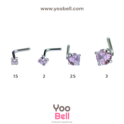 จิวจมูก ก้านตัวแอล Stainless Steel ก้าน0.8mm เพชรกลม