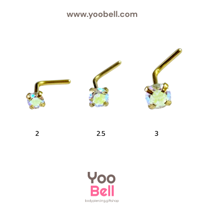 จิวจมูก ก้านตัวแอล Stainless Steel ก้าน0.8mm เพชรกลม