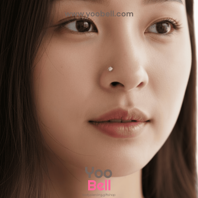 จิวจมูก ก้านตัวแอล Stainless Steel ก้าน0.8mm เพชรกลม