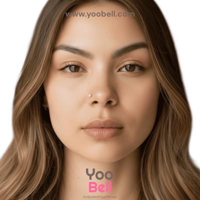 จิวจมูก ก้านตัวแอล Stainless Steel ก้าน0.8mm เพชรสี่เหลี่ยม