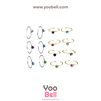 จิวจมูก nose stud Stainless Steel ก้าน1.2mm ห่วงเพชรกลม