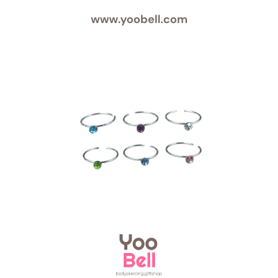 จิวจมูก nose stud Stainless Steel ก้าน1.2mm ห่วงเพชรกลม