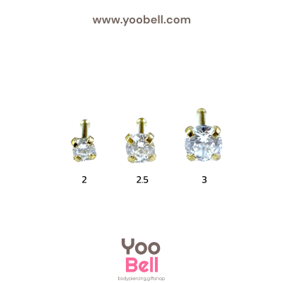 จิวจมูก ก้านเสียบ Stainless Steel ก้าน0.8mm เพชรกลม