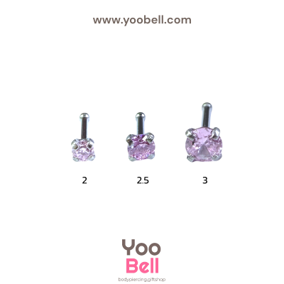 จิวจมูก ก้านเสียบ Stainless Steel ก้าน0.8mm เพชรกลม