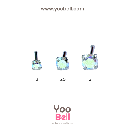 จิวจมูก ก้านเสียบ Stainless Steel ก้าน0.8mm เพชรกลม