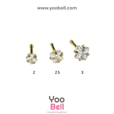 จิวจมูก ก้านเสียบ Stainless Steel ก้าน0.8mm เพชรกลมหลากสี