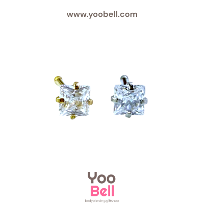 จิวจมูก ก้านเสียบ Stainless Steel ก้าน0.8mm เพชรกลมหลากสี