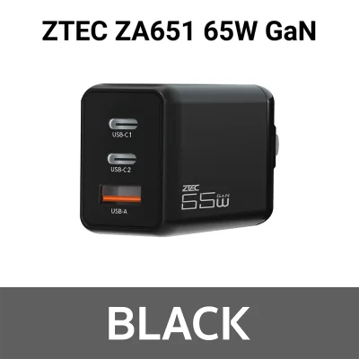 หัวชาร์จ TYPE C ZTEC ZA651 65W GaN BK