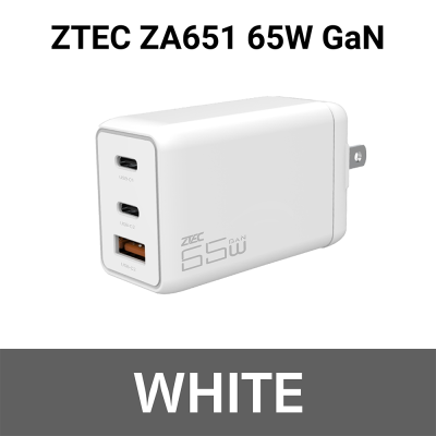 หัวชาร์จ TYPE C ZTEC ZA651 65W GaN WH หัวชาร์จ TYPE C ZTEC ZA651 65W GaN WH