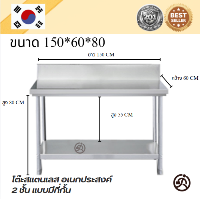 Stainless table with dividers.//โต๊ะสแตนเลสแบบมีที่กั้น เกรด 201 แข็งแรง รับประกันคุณภาพจากประเทศเกาหลี ขนาด 150*60*80