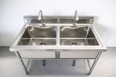 อ่างล้านจานสแตนเลส 2 อ่าง เกรด 201//Stainless steel sink แข็งแรงทนทาน รับประกันคุณภาพจากประเทศเกาหลี ขนาด 180*60*80