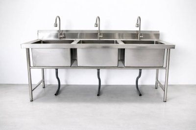 อ่างล้านจานสแตนเลส 3 อ่าง เกรด 201//Stainless steel sink แข็งแรงทนทาน รับประกันคุณภาพจากประเทศเกาหลี ขนาด 180*60*80